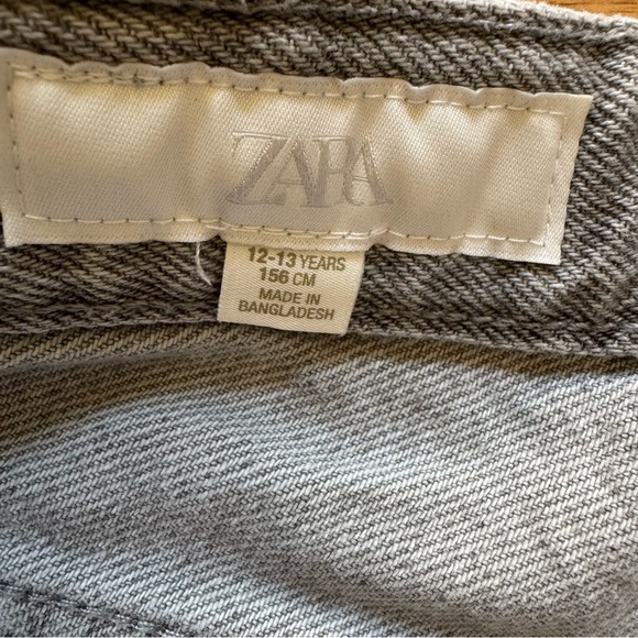 Zara Gray Denim Jeans High Rise Wide Leg Distressed Boys Girls size 12-13 - Picture 11 of 11